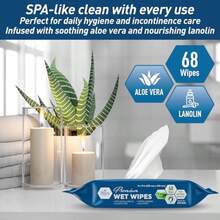 MED PRIDE Premium Wet Wipes 68 Extra Large 8"X10" Body Wipes With Aloe And Lanolin Alcohol-Free Hypoallergenic Mild Scented Wet Wipes For Adults And Seniors Pack Of 68 Wipes - Packof68Wipes - Xem 6