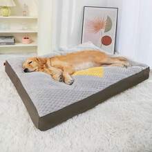 Luxury Washable Dog Bed For Medium To Large Dogs & Cats - Double-Sided Design (High & Low Options), All-Season Removable Padding, Easy-Clean Durable Polyester Fabric. XXXL Orthopedic Support Pet Couch Bed With Head Pillow, Non-Slip Base, All-Season Comfort For Medium To Large Pets - 灰色 - 查看 10