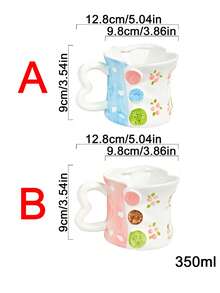 1 كوب قهوة سيراميك فريد من نوعه بشكل عقدة الزهور المرسومة باليد - متعدد الألوان - مشاهدة 10