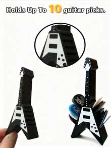 Suporte para Palhetas de Guitarra com 10 Ranhuras em Formato de V - Material de Plástico Durável, Design com 10 Ranhuras, Superfície Resistente a Arranhões, Ergonômico, Adequado para Guitarras Elétricas, Acústicas e Clássicas - Presente Ideal para Guitarristas, Essencial para Entusiastas de Guitarra, Produtos Relacionados a Guitarra, Acessórios de Guitarra, Caixa de Armazenamento de Palhetas de Guitarra - Multicolorido - Visão 2