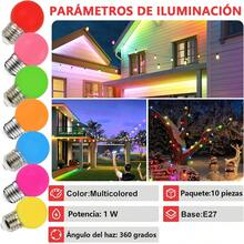 LUCASA Pack 10 Focos Led Mini Bombilla De Colores G45 Base E27 E26, Bombillas LED de colores, foco E27 pequeña, foco LED G45 de 1 W, morado, amarillo, verde, rojo, azul, para recámara, boda, Halloween, fiesta de Navidad, bar, decoración de estado de ánimo, paquete de - VIOLETA - Ver 4