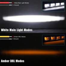 8'' 14'' 20" Super Bright 6D Lens Slim LED Light Bar, Amber White DRL Fog Lamp For Off Road Truck SUV ATV, 12V 24V Waterproof Driving Work Light, Front Bumper Roof Top Auxiliary Lamp - A - View 5