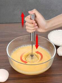 Rotating Semi-Automatic Eggbeater, Stainless Steel Eggbeater,Egg Scrambler,Hand Mixer, Allows You To Stir Easily Without Feeling Tired, Used For Making Cream Of Egg Beater