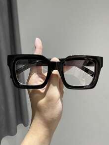 1-5 Pairs Women's Plastic Wide-Rimmed Square Leopard Print Frame Clear Lens Fashion Glasses, Versatile Chic Transparent Eyewear Suitable For Street Photography, Driving, Daily Life, Holiday Gifts, Back To School, Futuristic Accessory - White - View 24