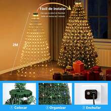 Luces Navideñas de Arbol : 2m x 16 Líneas 400 Luces LED, con 8 Modos, Impermeable IP55, Adecuado para Decoración Arbol de Navidad Y Jardin Exterior (Blanco cálido) - 1 - Ver 8