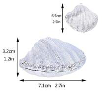 YU FENG Silver Mussel Hinged Trinket Box Wedding Ring Holder Metal Seashell Figurine For Ring Display,Shell-Silver - 貝殼銀 - 查看 3