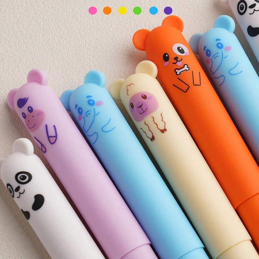 5/10 chiếc bút bi có thể xóa được họa tiết động vật hoạt hình dễ thương màu ngẫu nhiên 0,5mm bút mực xanh/đen, dùng cho học sinh viết, ghi chú, ký tên trong văn phòng, quà tặng cho giáo viên, bạn bè, đồ dùng văn phòng & trường học - Nhiều màu - Xem 1
