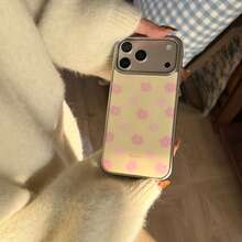 可爱银边粉彩花卉手机壳,兼容苹果17 Pro Max/16 Pro Max/15 Pro Max/14 Pro/13,时尚可爱手机壳/女士手机壳/创意设计手机壳 - 黃色 - 查看 11