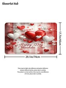 Valentine's Day Decorations1/3/4pcs Red White Heart Shower Curtain Bathroom Sets,Romantic Waterproof And Wear-Resistant Accessories,With 12 Hooks - Includes Toilet Seat Cover, Bath Mats, And Rugs - Plastic Fabric - Washable,Mildew-Resistant - Perfect For Holiday Decor,Home/Bedroom/House/Western/Spring Decor,