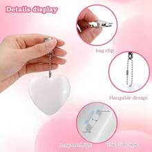 USB Rechargeable Glowing Heart-Shaped LED Pendant Light, Touch Activated/Auto Sensor, Portable Handheld Bag Night Light, Decorative Accessory, Suitable For Women, Mothers, Friends As A Perfect Gift For Purses, Bedrooms, And Nighttime Lighting - White Housing - View 8