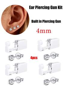 4件套耳洞穿刺套装，一次性耳软骨穿刺枪套装，含无菌氧化锆耳环，方便在家自行穿刺。一次性耳洞穿刺枪预装2毫米、3毫米、4毫米、5毫米耳环。 - 彩色 - 查看 8