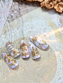 奢华金色神话骏马美甲贴纸，烫金美甲装饰美甲用品 - 金色 - 查看 3