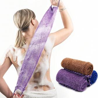 3 piezas Esponja de red africana con mangos Paño exfoliante de red africana larga Esponja de red de baño Paño de red para el Body Cepillo para la espalda para ducha Esponja de red, esponjas de red para ducha, accesorio de baño, diseño ergonómico, suave pero abrasivo, exfoliante, para amantes del spa