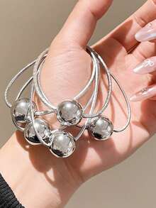 Women Rhinestone Decor Glamorous Hair Tie For Hair Decoration Party Ponytail Holders Hair Elastics Hair Rubber Bands Scrunchies Hair Rope Elastic Hair Tie Hair Accessories Head Accessories Elastic Band Beauty Home Bedroom Decor - Silver - View 8