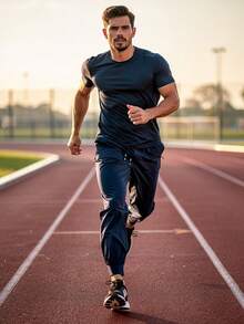 Men's Tactel Elastane Training Pants For Gym, Elastic Waistband, Drawstring And Functional Pocket, Summer, All, Regular Fit, Drawstring, Pocket - Navy Blue - View 6