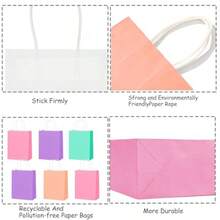 D12Pcs Pink Dinosaur Gift Treat Bags With Handles Watercolor Dinosaur Theme Paper Tote Bags For Girls Dino Themed Birthday Party Decorations Baby Shower Party Plies - 穆爾 - 查看 4