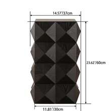 Retro Black Wooden Side Table With A Three-Dimensional Embossed Pattern Design, 60 Cm High. No Assembly Required. - 黑色 - 查看 6