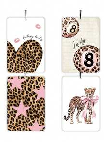 Ambientador de coche y armario con estampado de leopardo en forma de labios, tabletas colgantes de papel con fragancia duradera, accesorios y decoración para el interior del automóvil - Unitalla - Ver 3