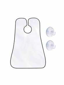 2件装男士胡须剃须围裙 - 黑色涤纶毛发收集围裙 - 耐用清洁围兜，适用于理发师和剃刀 - 易于清洁且牢固固定 - 黑與白 - 查看 9