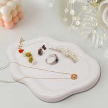 Jewelry Dish For Women, Jewelry Tray Trinket Dish, Cloud Jewelry Holder Plate, Watch Keys Tray Ring Dish Holder For Mother's Day/Christmas/Thanksgiving/Birthday Gift(Silver) - White - View 2