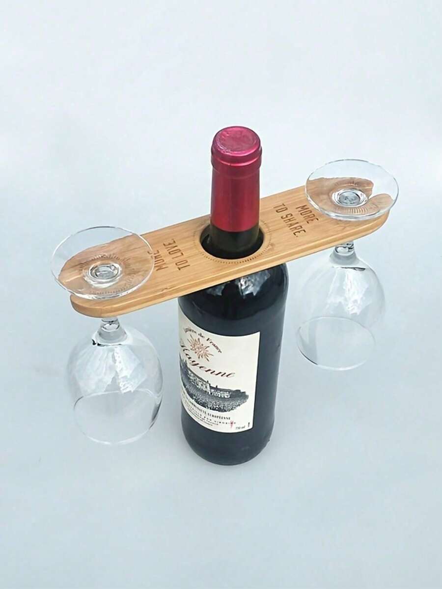 1/2/3pcs Wooden Wine Rack, Creative Personalized Wooden Craft, Ideal Gift For Wine Lovers, Bar Accessories - Holds 1 Bottle Of Wine And 2 Wine Glasses