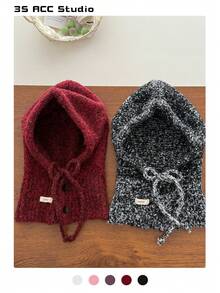 1pc Winter Scoodie Balaclava - Knitted Scarf & Hood Combined, Warm Ear Protection, Fashionable Mixed Color, High-Quality Wool Blend, Suitable For Autumn/Winter - Multicolor - View 11