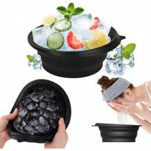 Face Bath Bowl, Foldable Silicone WashBasin, Quick Cooling Wash Basin, Portable Washing Basin, Built In Tray Feature, para aliviar la hinchazn, aliviar la piel negro - Negro - Ver 1
