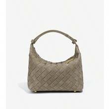 2025 Fall/Winter New Arrival: Matte-Finish Woven Handheld Lunch Box Bag Compact And Versatile Mini Bento Bag Women's Handbag - Y1928# 松棕色 - 查看 5