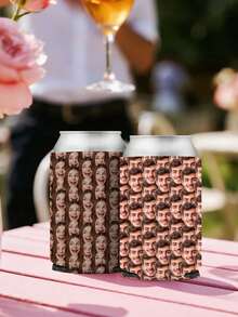1pc Custom Face Photo Can Cooler Sleeve Personalized Drink Sleeve With Name Customizable Can Holder Funny Face Picture Design Reusable Neoprene Can Cover For Soda Beer Water Bottle Summer Outdoor Party Gift Creative Face Print Sleeve Five Colors Available Lightweight Insulated Beverage Cooler Perfect For Friends - Multicolor - View 5