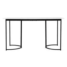 140 X 80 Cm Dining Table (1 Set), Modern Kitchen Table, Metal Frame Rectangular Dining Table, Modern Marble Kitchen Table With Adjustable Ottoman For Dining Room/Living Room - White - View 5