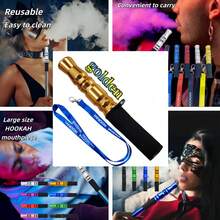 Large Size 304 Stainless Steel Hookah Mouthpiece, Multiple Colors Available, Reusable Shisha Accessories With Hanging Rope, No Electricity Required, Shisha Necklace Pendant, Hookah Gift
