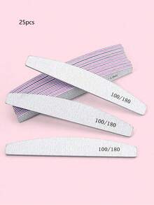 5/15/25件套指甲锉，100/180目指甲锉和抛光块，专业双面砂纸美甲工具，适用于亚克力指甲