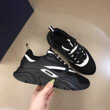 Couple Running Shoes New Thick Sole Luminous Dad Shoes Breathable Casual Sports - 02 黑色 - 查看 12