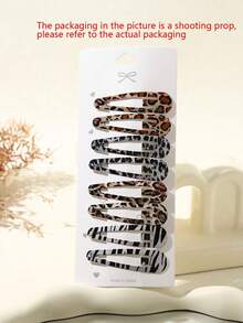 8pcs/Set Girls' Leopard Print Cute Sweet Side Clip Hair Clips