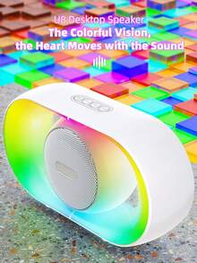 Altavoz Bluetooth inalámbrico de escritorio portátil con luces RGB de colores, compatible con emparejamiento TWS, tarjeta TF, reproducción USB, estéreo, adecuado para exteriores, hogar, camping, fiesta y subwoofer