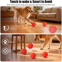 Pelota Inteligente para Perros medianos/Grandes Que muerden. Movimiento autónomo, vibración, Material E-TPU Resistente e IP54 anticonsumo de aburrimiento. (Rojo) - Rosa - Ver 5