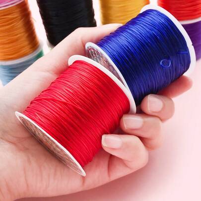 50m 0.8mm Cordón elástico plano, hilo elástico de colores para pulseras y abalorios, hilo resistente a la abrasión para joyería de cristal DIY.