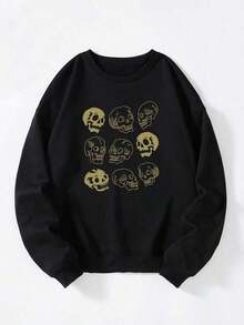 Sudadera térmica con estampado de calavera para hombres - Negro - Ver 1
