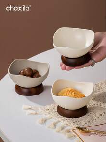 choxila 1pc Vintage Fruit Bowl With Sturdy Wooden Base - Reusable Multipurpose Dessert Bowl For Home And Restaurant, Hand Wash Only, Creative Fruit Snack Cup, Novelty Tableware, Textured Surface | Kitchen Decor | Ramadan Gifts - Dessert Cup - View 12