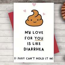 1张趣味情人节贺卡，“我爱你……等等，让我解释一下！” - 有趣的便便和爱心设计 | 情侣间嬉戏打闹的完美之选 | 周年纪念日、生日惊喜的理想之选，(12x17厘米)/(4.72x6.7英寸) - 彩色 - 查看 6