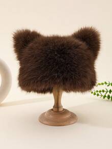 1pc Women's Solid Color Cute Fluffy Decor Casual Sports Sweatshirt, Suitable For Autumn/Winter Warm Accessories - Multicolor - View 7