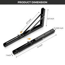 折叠式置物架支架，最大承重220磅，重型DIY壁挂式置物架支架，节省空间，适用于桌子、工作台（2个装） - 黑色 - 查看 13