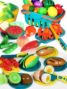 100PCS,Color Sorting Play Food Set - Learning Toys For Boys & Girls, Cutting Food Toy, Kitchen Accessories For Kids, Toddler Sorting /Fine Motor Skills Toy, Daycare/Preschool Educational Toys - Multicolor - View 5