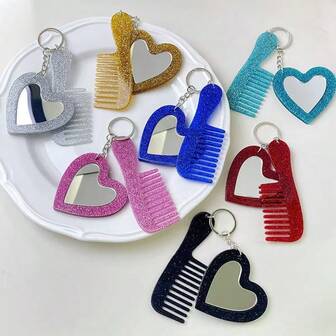 Heart Shaped Glitter Keychain, Keyring, Bag Charm, Car Accessory, DIY Jewelry Pendant