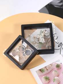 10PCS Floating Display Case PE Film White Jewelry Storage Box 3D Packaging Case Gemstone Free Stand Floating Frame Membrane Ring Earrings Necklace Display For Challenge Coins Medallions Jewelry Making DIY Accessories - White - View 2