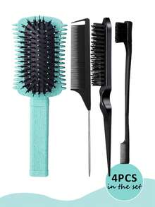 2/3/4/5/6/10 件套美发造型梳套装,包含卷发梳(易于梳理和造型)、9 排梳、蓬松梳、尖尾梳、边缘梳、花朵发夹、鳄鱼夹、硅胶头皮按摩洗发刷(用于淋浴)、带 200ml 喷雾瓶的卷发梳,男女皆宜,专为卷发和波浪发设计,易于梳理、造型和定型(绿色) - 彩色 - 查看 25
