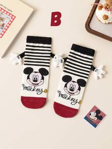 Disney 4/1 Pair Cute 3D Mickey Mouse Over-The-Knee Socks, Fashion Children Party High Socks, High-Quality Gift. Back To School Season, Fashionable Fans, Christmas Family Gathering Gift Tote Socks - Multicolor - View 17