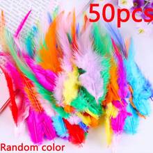 50 件/批随机混合 8-15 厘米白色羽毛 DIY 珠宝装饰羽毛 适用于针线活和手工艺品配件 捕梦网装饰羽饰 - 白色 - 查看 6