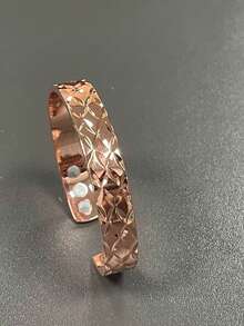 1pc Rhombus Asymmetrical Plaid Bracelet, Fashionable Unique Design Unisex Couple Bracelet, Versatile For Daily Wear And Gift Giving (OPP Bag Packaging) - Rose Gold - View 2