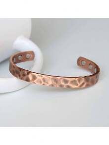 1pc Rhombus Asymmetrical Plaid Bracelet, Fashionable Unique Design Unisex Couple Bracelet, Versatile For Daily Wear And Gift Giving (OPP Bag Packaging) - Rose Gold - View 1